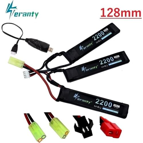3-in-1) 3S Water Gun Lipo Battery + Charger Sets 11.1V 2200mAh 35C For Mini Airsoft BB Air Pistol Electric Toy RC Parts 128mm