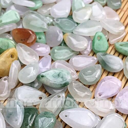 50PCS Grade A Natural Burma Jade Gemstone Drop Shape Loose Beads 2x7x10mm