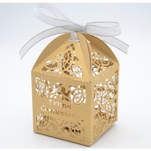 50pcs Prima Comunione hot new cross laser cut wedding favor boxes