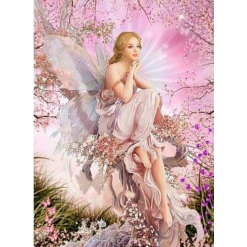 5D DIY Full Round Drill Diamond Painting Fairy Girl Mosaic Kit Rhinestone Portrait Picture Home Decoration Art Craft
