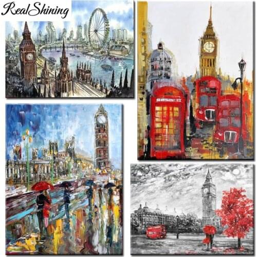 Diamond Embroidery London Street scenery,5d diamond painting black white art picture of rhinestones big ben city wall art FS7040