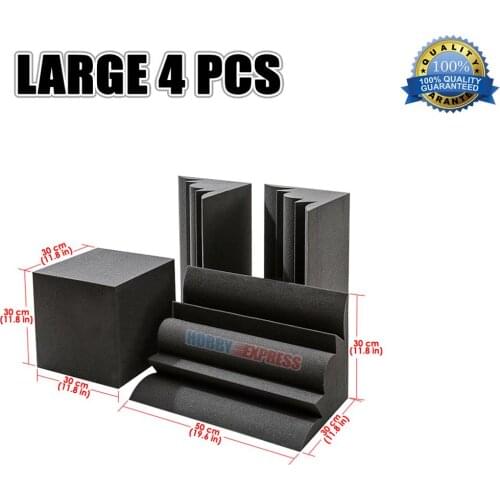 Arrowzoom 4 pcs Set Black Corner Bass Trap Acoustic Panel Sound Absorption Soundproof Studio Foam 11.8*11.8*19.6" KK1043