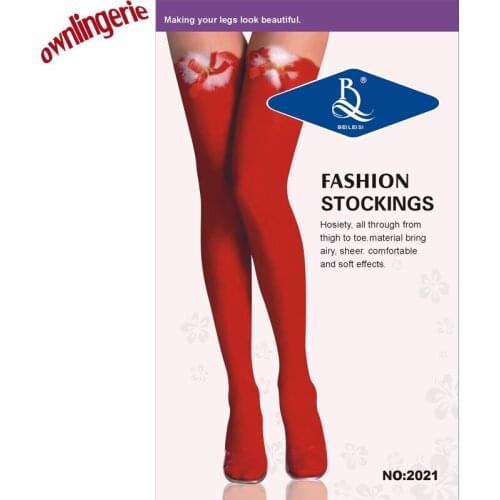Free shipping gold tinker bell bow white feather Christmas stockings red stockings Nurse Lingerie Costume Accessories stockings