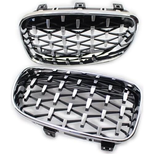 Center Kidney Chrome Grille Diamond Style Fits BMW E81 E82 E87 E88 1 Series 2008-2011 Facelift