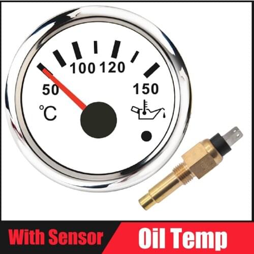 50~150 Celsius Oil Temp Gauge Oil Temperature Sensor With Red Backlight With Alarm 52MM For Boat Car Motorcycle Auto Marine