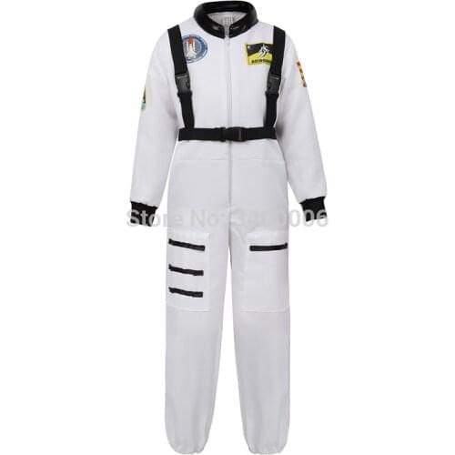 Astronaut Costume for Kids Jumpsuit Role Play Boys Girls Teens Toddlers Childrens Astronaut Space Suit Halloween White Cosplay