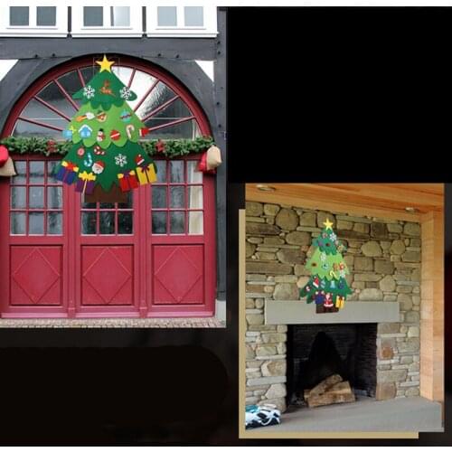 DIY Felt Christmas Tree with Ornaments Children New Year Gifts for Christmas 2020 Door Wall Hanging Decoration