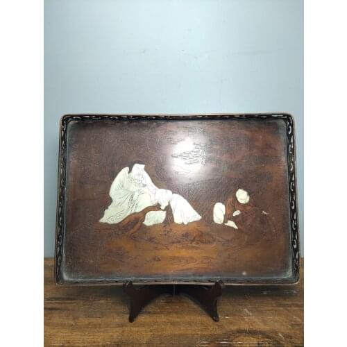 Home Decor 13"China Collection Old Bronze Gilt silver Reward Statue of Wang Xizhi Xis Love Goose screen Ornaments