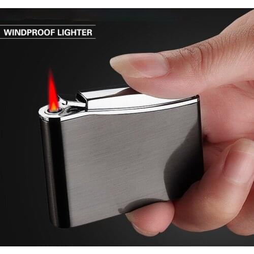 Electronic Pressing Windproof Straight Metal Lighter Smoking Accessories for Weed Gadgets for Men Technology Gift for Men