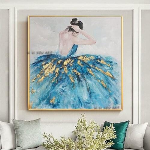 Large Size Canvas Wall Art Contemporary Decoration Figure Square Handmade Abstract Oil Painting Modern Living Room Bedroom