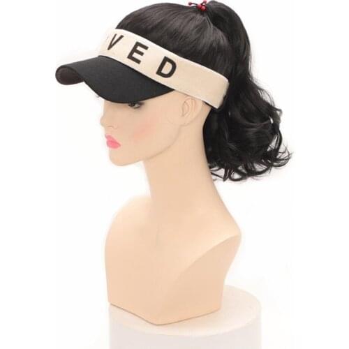 Hywamply 30cm Synthetic Hairpiece Baseball Caps with Hair Ponytail for Women Instant Capdo Style Wig Natural Look