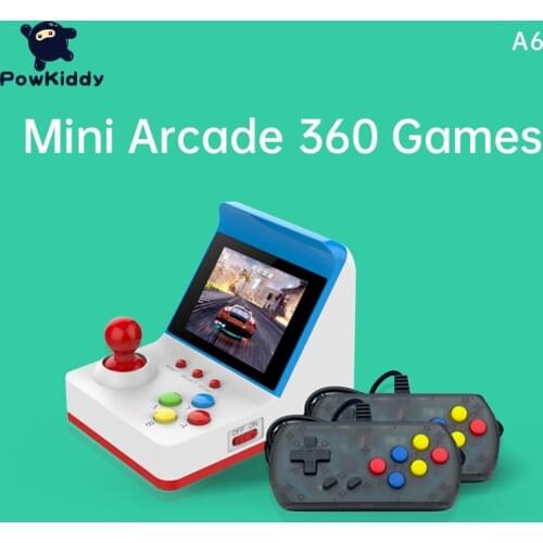 POWKIDDY A6 Mini Arcade Video Game Console Childrens Gift Toys8-Bit Handheld Game Console Support TV Built-In 360 Retro Games