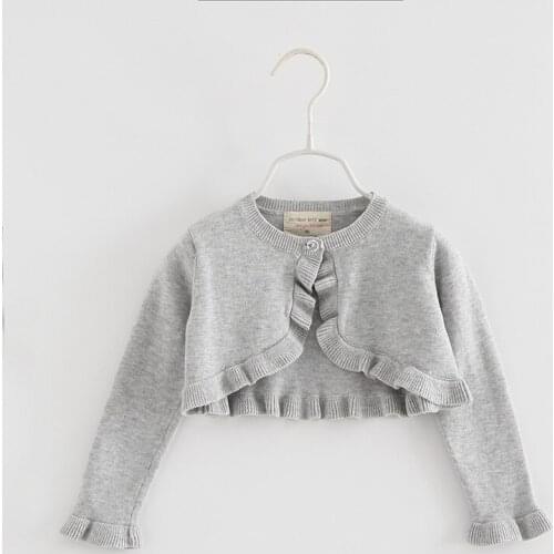 Gray Baby Girls Cardigan Kids Sweater Knit Jacket 100% Cotton Outerwear Baby Girls Coat 12 24 Month 2021 Kids Clothes RKC195104