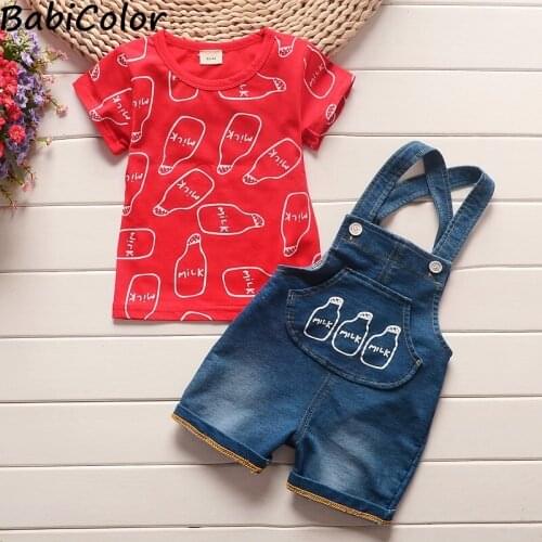 Summer Baby Boys Clothing Set Boys Girls Cute Clothing Cartoon Infant Leisure Bib Boys Clothes Kids 2pcs Kids Sport Suit