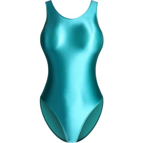 Summer Swim Bath Womens Sexy Tight Gloss Shiny Opaque Swimwear One Piece Vest Oil Glossy Dead Tank Water Beach SPA Swimsuit