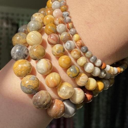 Natural Crazy Agates Stone Beads For Jewelry Making Round Loose Spacer Beads Diy Bracelet Necklace Accessories 4 6 8 10 12mm 15