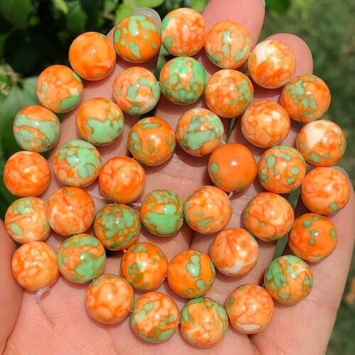 Natural Stone Orange Colored Rain Jaspers Round Loose Beads Needlework for Jewelry Making DIY Bracelet 4/6/8/10/12mm 15" Strand