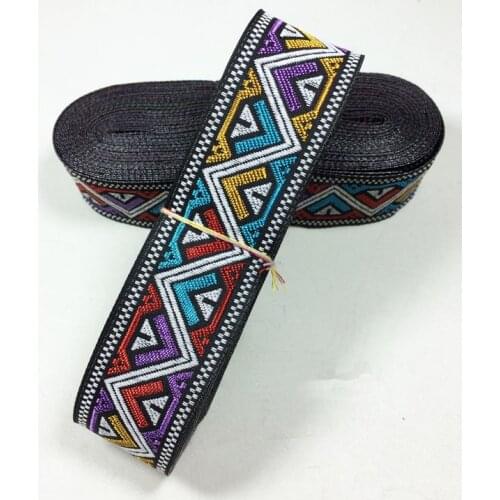 Single face ribbon 3.3cm 8-9m national wind embroidery DIY handmade accessories lace ribbon polyester woven jacquard ribbon trim