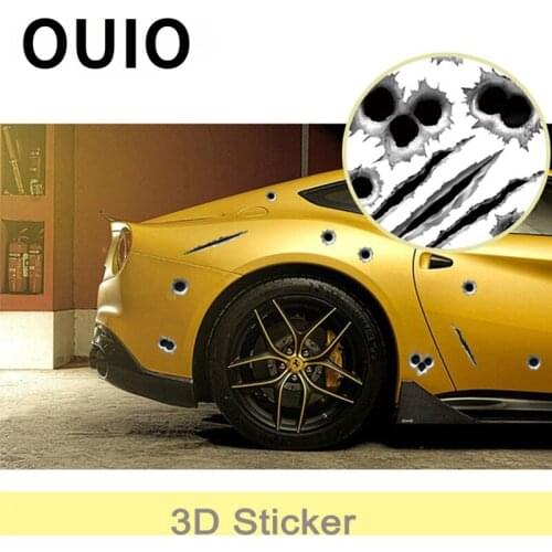 OUIO Car Sticker Cover Bullet Hole 3D Styling For Peugeot 508 308 206 307 207 407 2008 Citroen C4 C5 Opel Astra j h Insignia