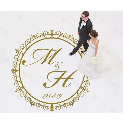 Personalized Dancing Floor Vinyl Sticker Wedding Dancing Floor Decoration Birthday Party Decor Monogram DIY Free Shipping