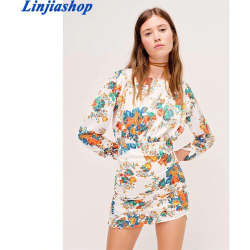 Sexy Lady Autumn Backless High Waist Mini Dresses Female Fashion Pleated Long Sleeve Back Zipper Short Dress Chic