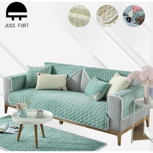 Solid Color Plush Sofa Towel Crystal Velvet Sofa Cover for Home Living Room Decor Corner Couch Covers Non-slip Bay Window Mat