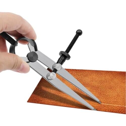 Adjustable Leather Compass Lockable Carbon Steel Divider Wing Creaser DIY Leathercraft Rotating Line Scribing Gauge Caliper Tool