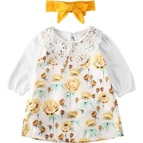 0-24M Infant Baby Girl Long Sleeve Lace up Shirt+ Floral Tutu Party Pageant Dress +Headband 3PCS Clothes