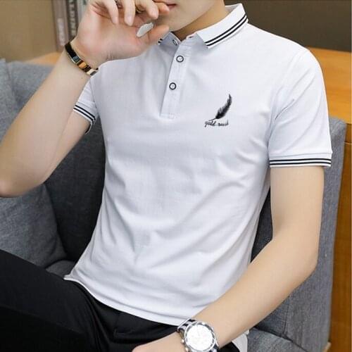 2021 Summer Casual Polo Shirt Men Short Sleeve Turn Down Collar Slim Fit Sold Color Polo Shirt For Men Plus Size