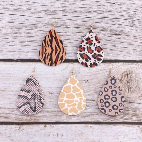 ZWPON Animal Print Leather Cheetah Snakeskin Earrings for Women 2020 New Trendy Leather Earrings Jewelry Wholesale