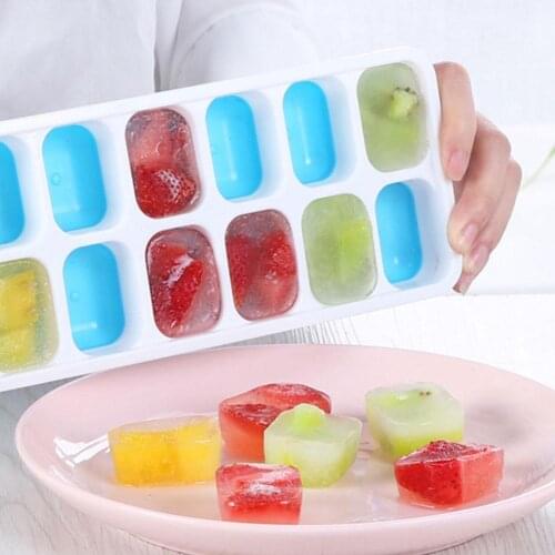 14 Grids Silicone Ice Cube Tray Mold With Clear Cover Popsicle Kichen Summer Mould Fruit Maker Home Freezer Accessories