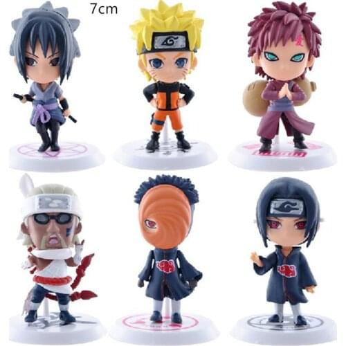 Pack Of 6 7 Cm Japanese Anime Characters Naruto Movable Doll Kakashi Sakura Sasuke Itachi With Soil I Gaara Doll PVC Model Toy