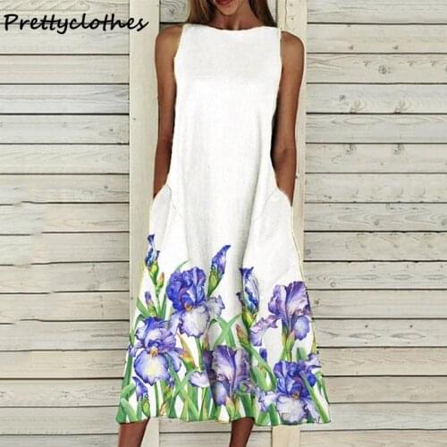 Womens New Style Dress With Flowers Elegant Dresses Summer Woman 2021 Casual Plus Size Female Clothing Floral Print Fashion