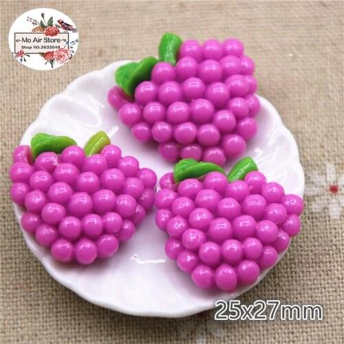 10PCS grape fruit Dessert Resin Flat back Cabochon Miniature food Art Supply Decoration Charm