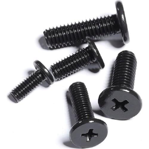 100PCS M4 M5 M6 Black 304 Stainless Steel Cross Phillips Ultra Thin Super Low Flat Wafer Head Screw Bolt For Laptop Computer CM