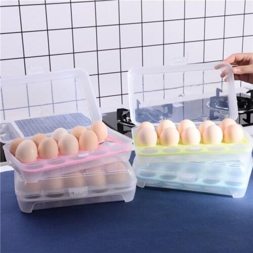 15 Grids Plastic Egg Storage Box Egg Container Case Refrigerator Fresh Storage Boxs Kitchen Fridge Tools Portable Egg Organizer