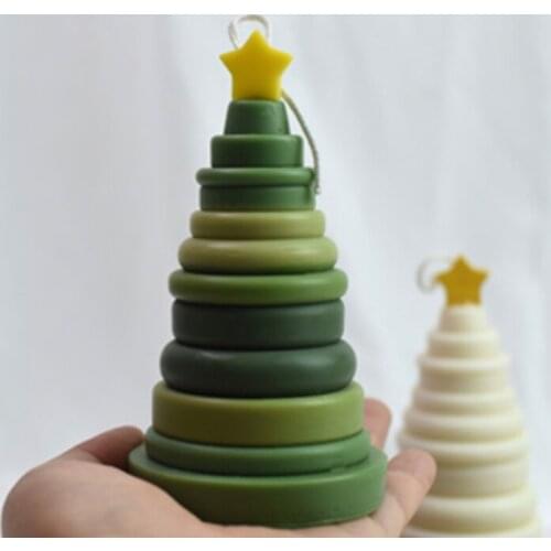 3D Geometric Christmas Tree Scented Candle Silicone DIY Star Aromatherapy Resin Soap Clay Plaster Molds For Home Decoration Tool