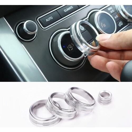 Console Covers For Land Rover Knob Button For Range Rover L405 2013-2017 Interior Kit Silver Trim Volume 4pcs