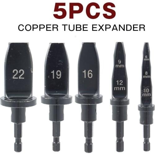 5pcs Handle Practical Copper Tube Expander Manual Pipe Expanding Swaging Tools Rustproof Copper Tube Drill Bits Flaring Expander
