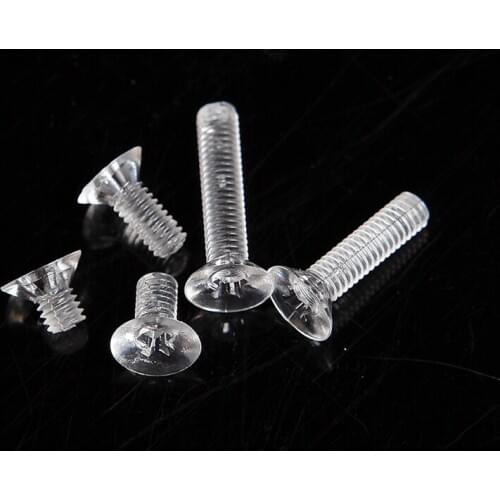 500PCS M6*10 M6X12/16/20/25/30MM Transparent Acrylic Flat Cross Recessed Countersunk Head Machine Screws clear Screw Fastners