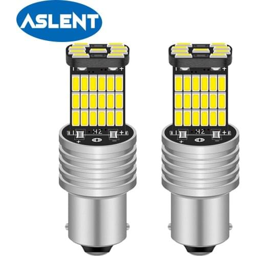 2pcs Canbus BA15S P21W 1156 BAU15S PY21W T15 W16W 1157 P21/5W BAY15D LED Bulbs with 45SMD 4014 Chip Car Turn Signal Lamp 12V