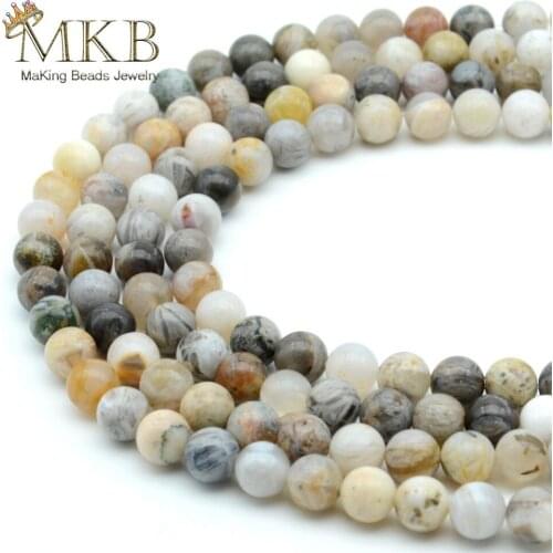 Natural Stone Bamboo Agates Round Beads For Jewelry Making 6 8 10mm 15inch Loose Beads Fit Women Diy Bracelet Necklace Dropship