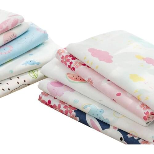 Cartoon Combed Cotton Gauze Fabric Double Layer Sewing Material Fluorescent-Free For Baby Clothing 45x150cm TJ0356