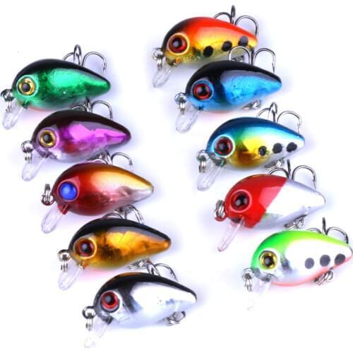 HENGJIA 10pcs small lure 1.5g 3cm Topwater 0.1-0.5m pesca Wobblers Japan Mini Fly Fishing Crankbait Crank Lure Baits floating