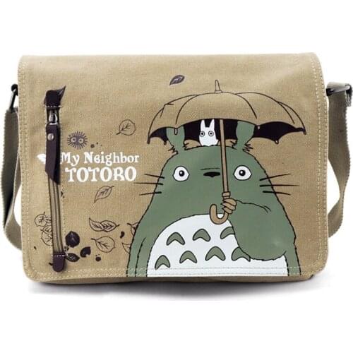 Women Canvas Messenger Bag Tote Anime Neighbor Totoro Top-handle Shoulder Bag Sling Pack Handbag Cosplay Crossbody Bags