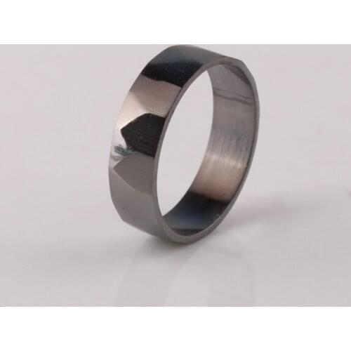 Wide 6mm black section rings 316L Stainless Steel finger ring men jewelry wholesale