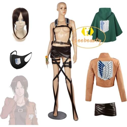 Attack on Titan Ymir Cosplay Costume Yumiru Brown Wig Cloak Jacket Skirt Belt Straps Shingeki no Kyojin Wings of Liberty Cape