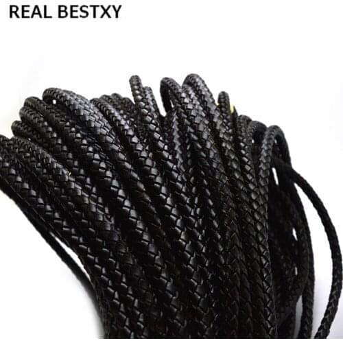 REAL BESTXY 1m/lot 6mm leather cord ,bracelets rope braided leather cord for magnet clasp bracelet making bracelet leather cord
