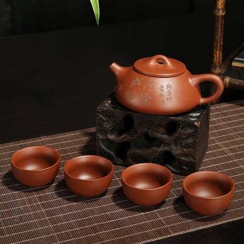 Top Sale Kung Fu Tea Set Yixing Teapot Handmade Tea Pot Cup Set 200ml Zisha Ceramic Chinese Tea Ceremony Gift 4 CUPS 30ml