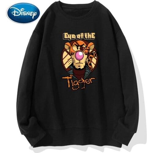 Disney Sweatshirts Fashion Winnie the Pooh Tigger Cartoon Letter Print Casual Unisex Women Jumper O-Neck Long Sleeve Top 8 Color